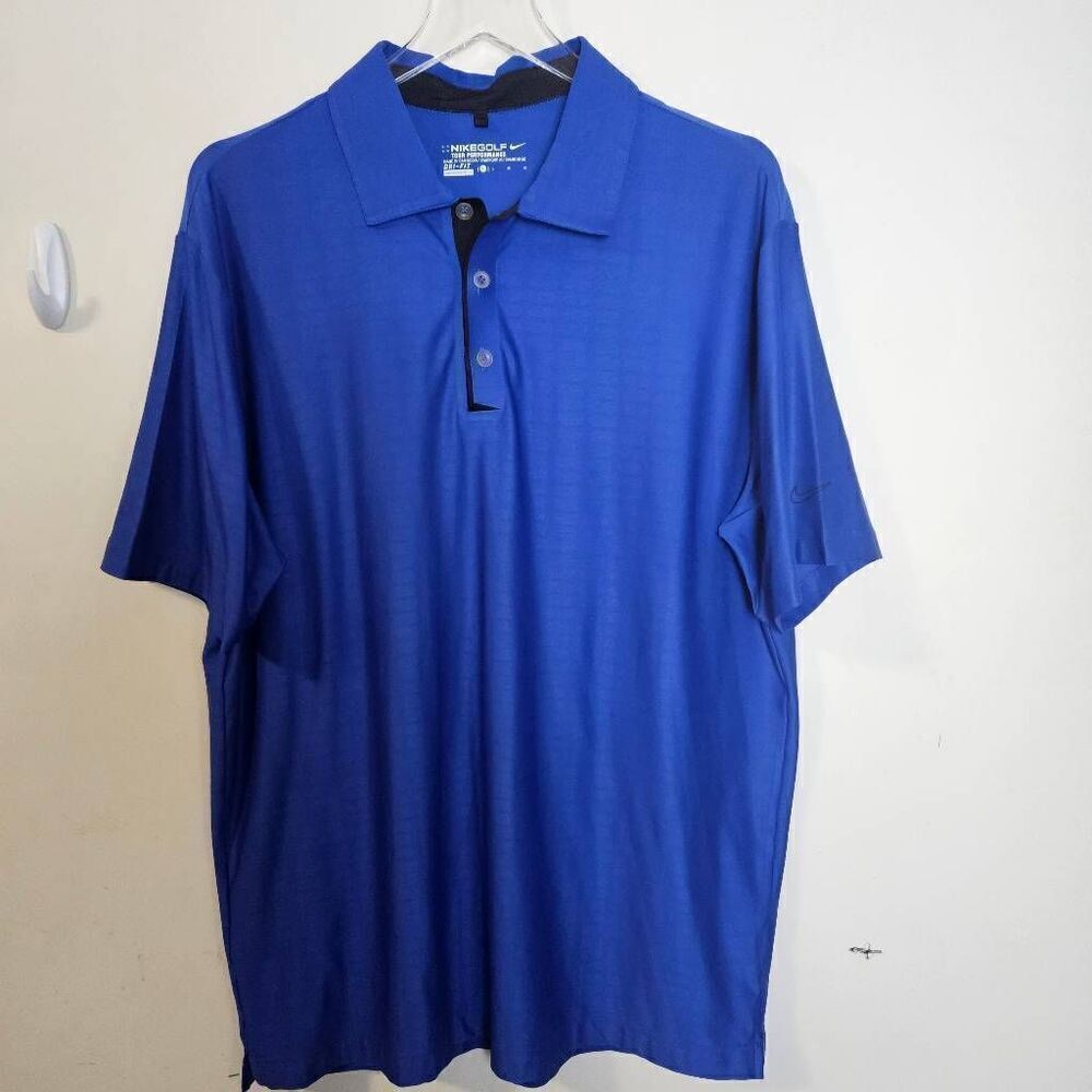 Nike Golf Tour Performance Dri Fit Short Sleeve Polo Men's Large Cobalt Blue